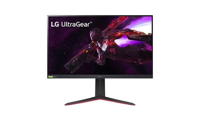 Front view of a 31.5-inch LG UltraGear gaming monitor.