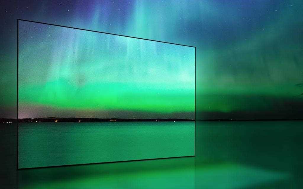LG nano cell TV which displays aurora.