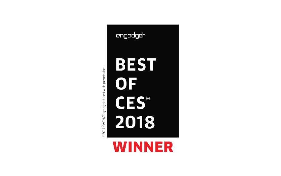 Best of CES 2018 winner, awarded to LG on white background