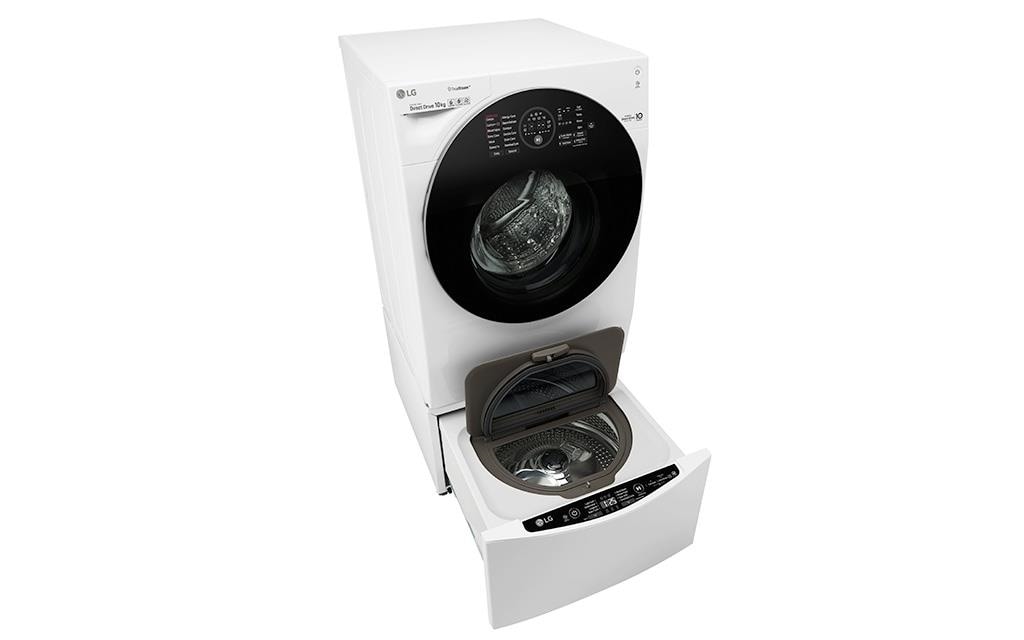 A dynamic image view of lg twinwash washing machine.