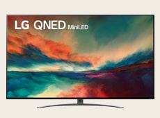 On QNED85, there is a watercolour  image with spreading green and red colours.