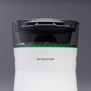 A side view of the Air Purifier with the LG SIGNATURE logo visible.