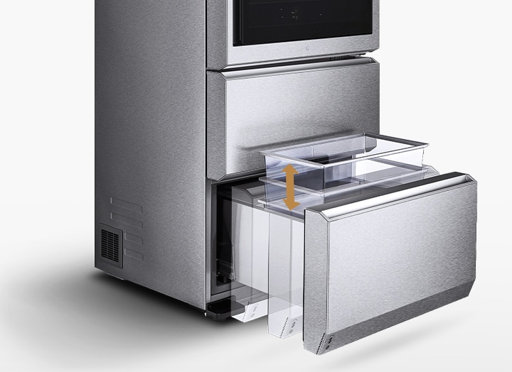 LG SIGNATURE Bottom Freezer's drawer is automatically lifting up.