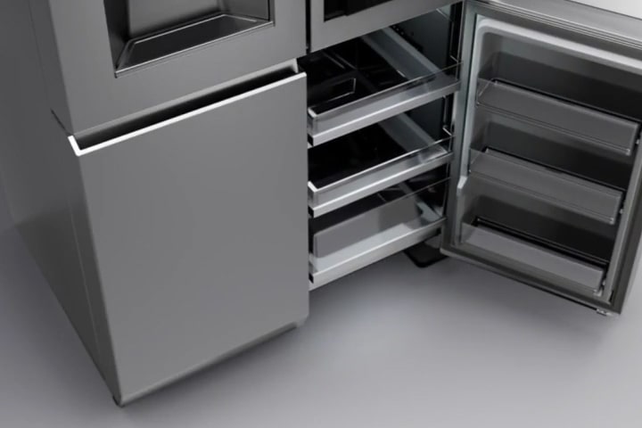 LG SIGNATURE Refrigerator that automatically opens a drawer up.  