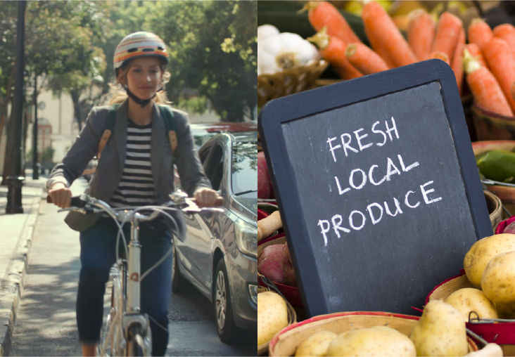 Wybierz transport publiczny / Jedz lokalne produkty