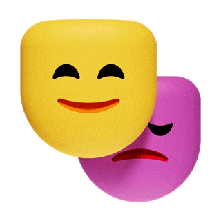 Smiling emoji in front of a frowning face.