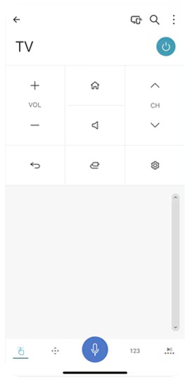 應用程式介面顯示LG ThinQ應用程式的電視功能。