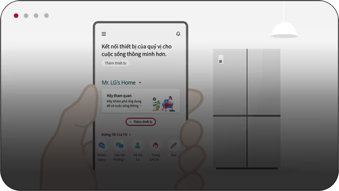 Ứng dụng LG ThinQ đã sẵn sàng kết nối với tủ lạnh thông qua mã QR được đính kèm trên sản phẩm.