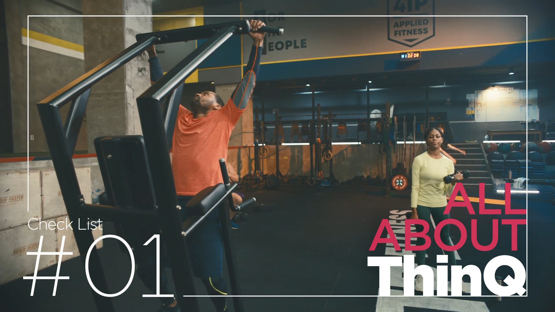 A couple of man and woman in the gym.