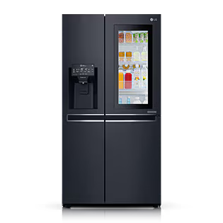 Silver LG InstaView Door-in-Door Refrigerator.