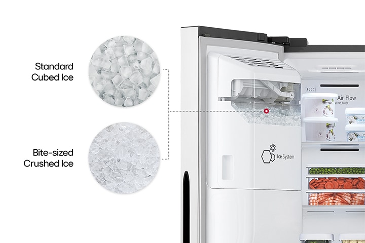 The refrigerator serves two kinds of ice