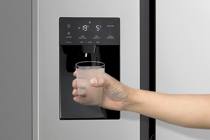 it shown getting water from the water purifier in the refrigerator