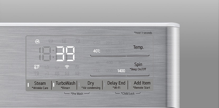 This is an enlarged image of the washing machine panel so that the display can be clearly seen.