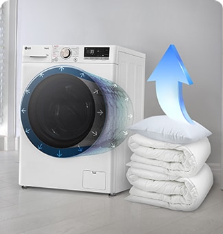 Lavatrice LG con display digitale, efficienza energetica A-20% e freccia verde verso l'alto.