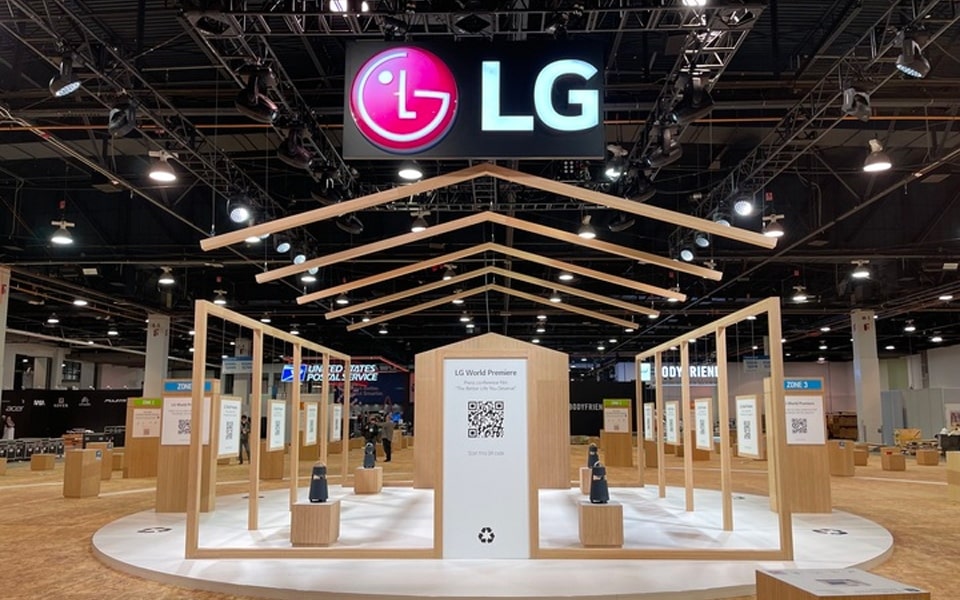 Instalace akce LG na výstavní ploše veletrhu CES 2022.