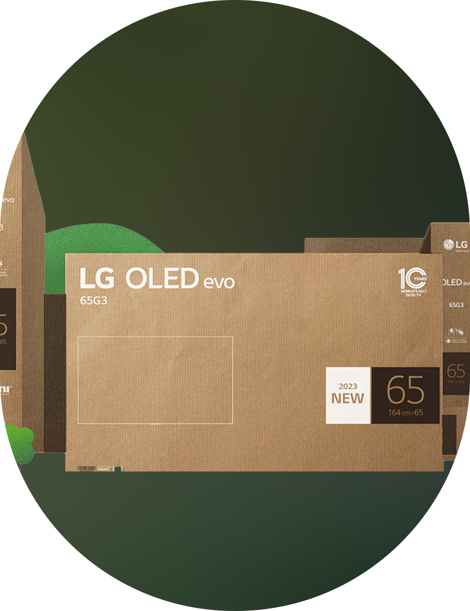LG OLED evo TV-Serie recyclebare Kartons 