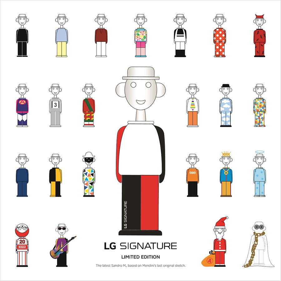 Verschiedene Bilder des Korkenziehers von LG SIGNATURE X Alessandro Mendini.