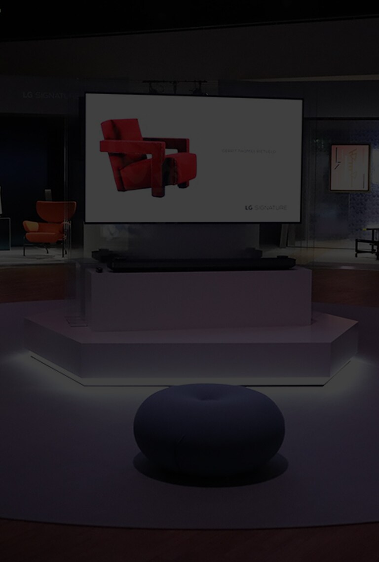 lg signature oled tv is displayed right in the middle of the stage at artweek in germany