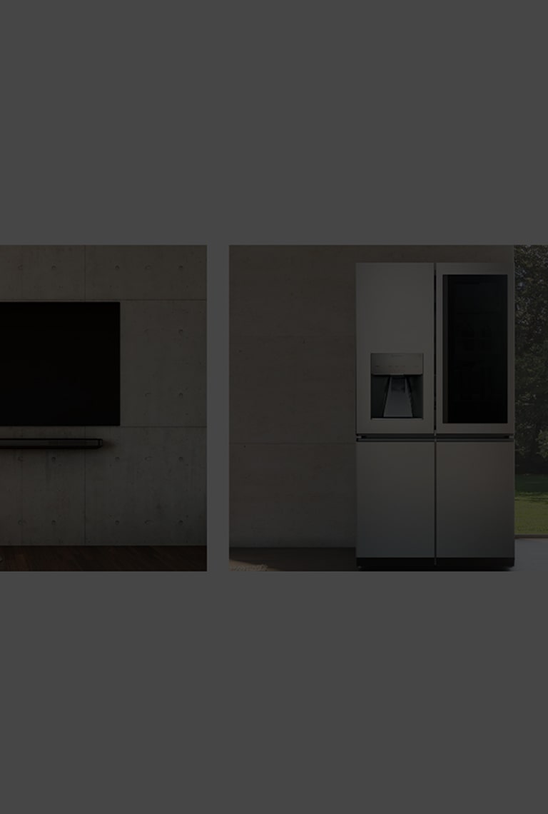 LG SIGNATURE oled tv w, refrigerator, and washing machine laid on living room