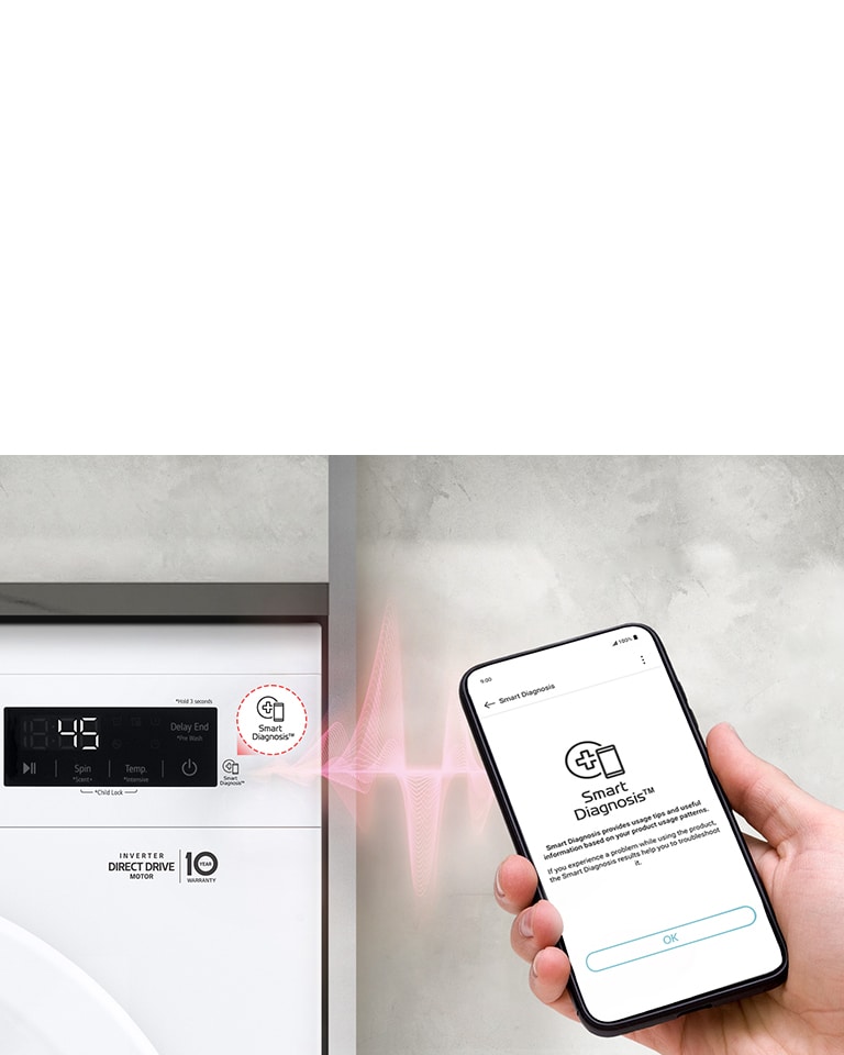 Smart Diagnostics™ lader dig tjekke din telefon for problemer med vaskemaskinen
