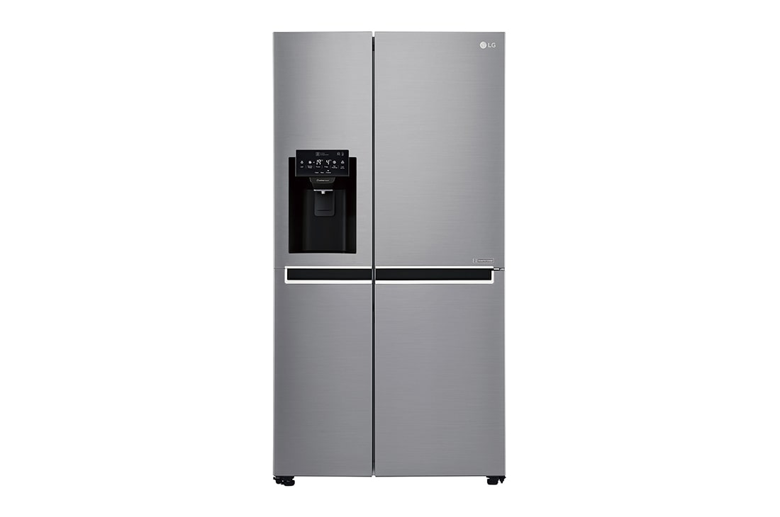 LG 625L Side by Side (Shiny Steel) - Is og vand dispenser Energiklasse F Vand-/isdispenser uden vandtilkobling, Smart Diagnosis™ med Wi-Fi, GSL761PZUZ, GSL761PZUZ