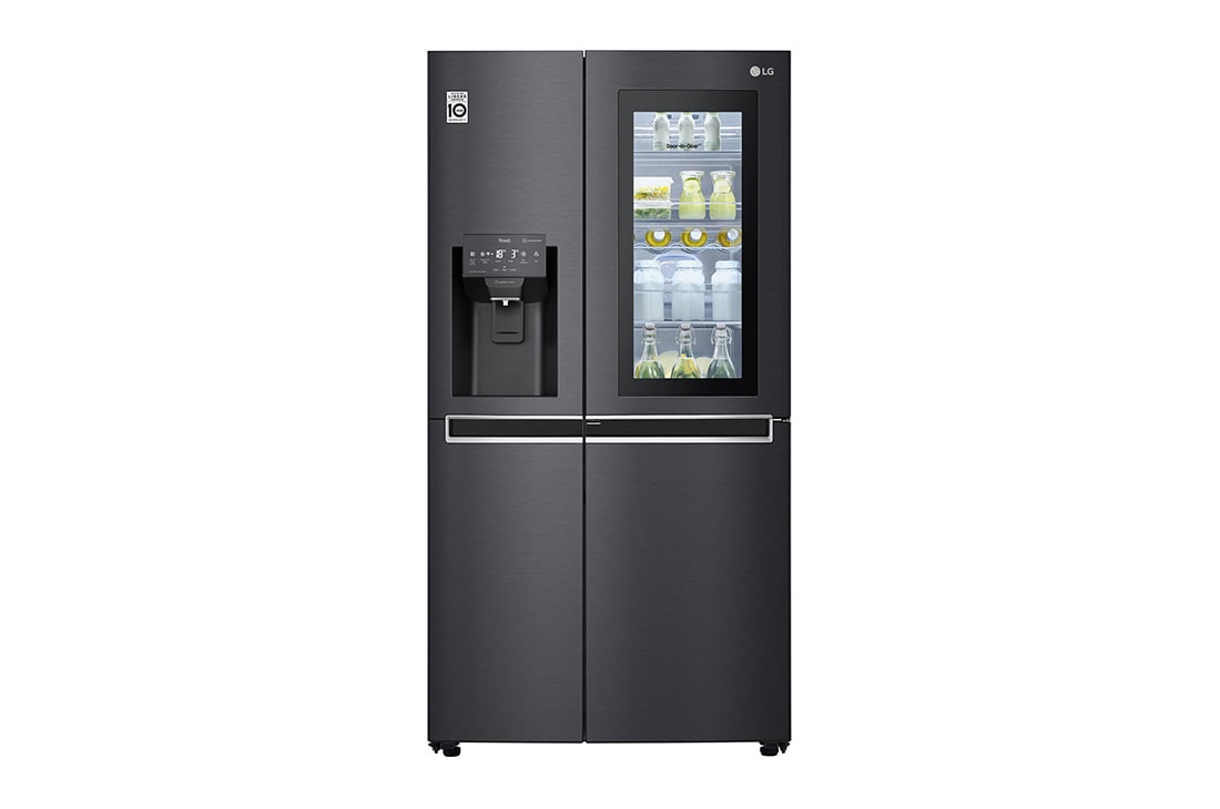 LG 625L InstaView Door in Door™ Side by Side (Matte Black) - Energiklasse E, Vand-/isdispenser uden vandtilkobling og Smart Diagnosis™ med Wi-Fi, GSX961MCCE