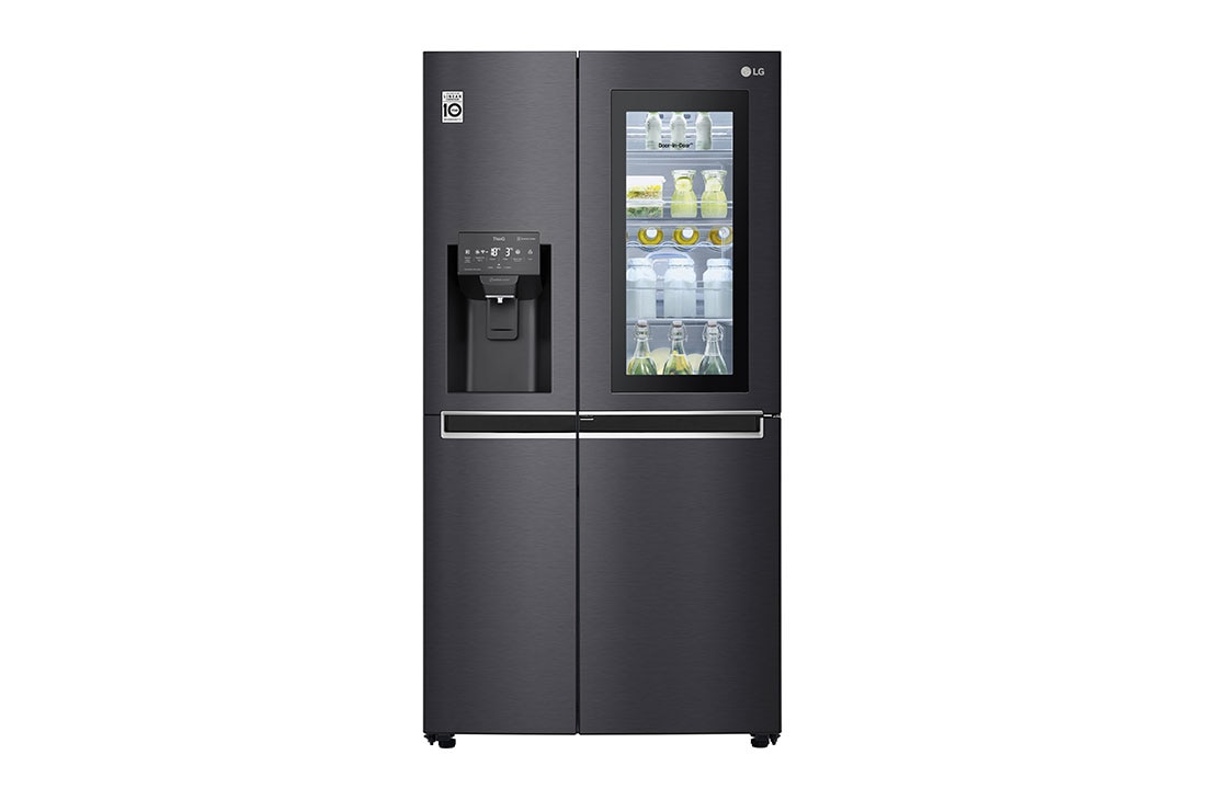 LG 625L InstaView Door in Door™ Side by Side (Matte Black) - Energiklasse E, Vand-/isdispenser med vandtilkobling og Smart Diagnosis™ med Wi-Fi, GSX960MCCE, GSX960MCCE