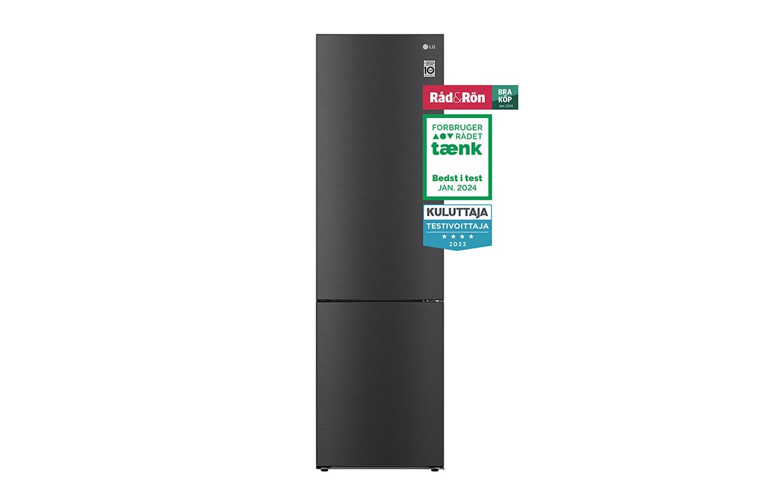 LG 2.03M 384L Kølefryseskab(Matte Black) - Energiklasse A, forfra, GBP62MCNAC