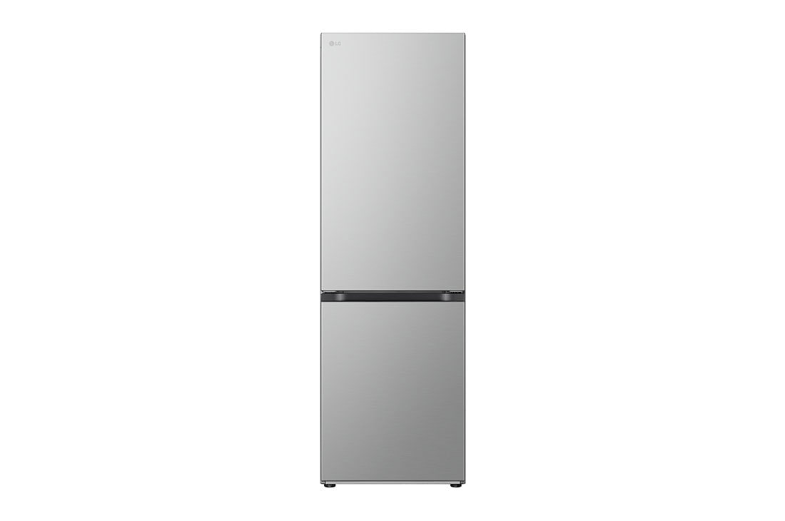 LG 1.86M 344L Kølefryseskab(Prime Silver) - Energiklasse D, Nature Fresh, Door Cooling+™ og Smart Diagnosis™, Front view, GBV7180DPY