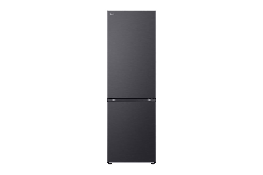 LG 1.86M 344L Kølefryseskab(Matte Black) - Energiklasse E, Nature Fresh, Door Cooling+™ og Smart Diagnosis™, Front view, GBV3100EEP