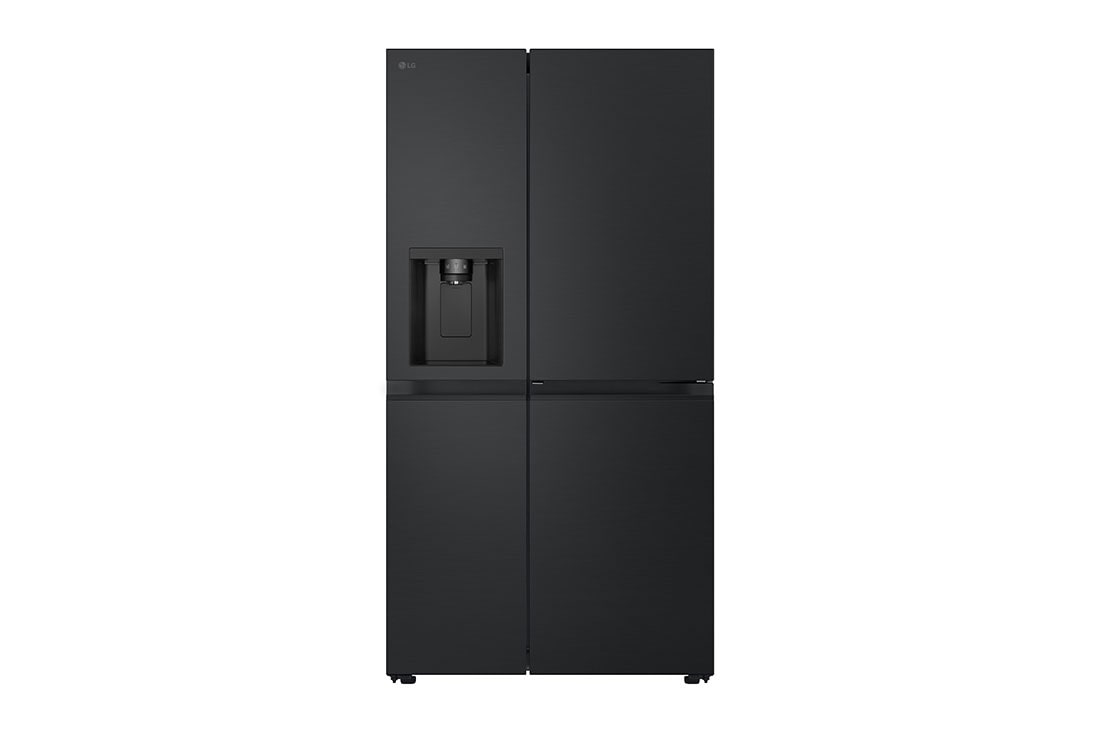 LG 641L Door in Door™ Side by Side (Matte Black), Energiklasse E, Vand-/isdispenser uden vandtilkobling, Smart Diagnosis™ , Front View, GSJC41EPPE