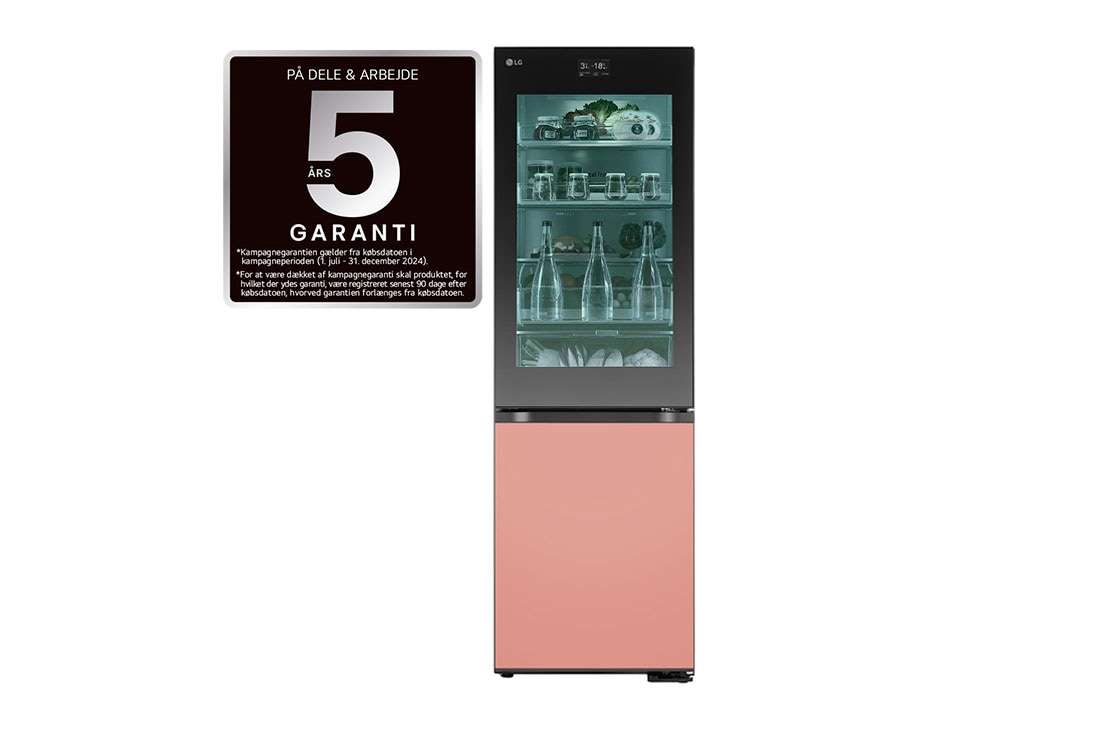 LG 186M 352L Kølefryseskab(Essence Black) - Energiklasse D, MoodUP™, InstaView™, Nature Fresh, Door Cooling+™ Smart Diagnosis™ med Wi-Fi, M-VB_Mood-Up_GC-V459QGWD_Front_On_LED_Food, GBG719MDNN