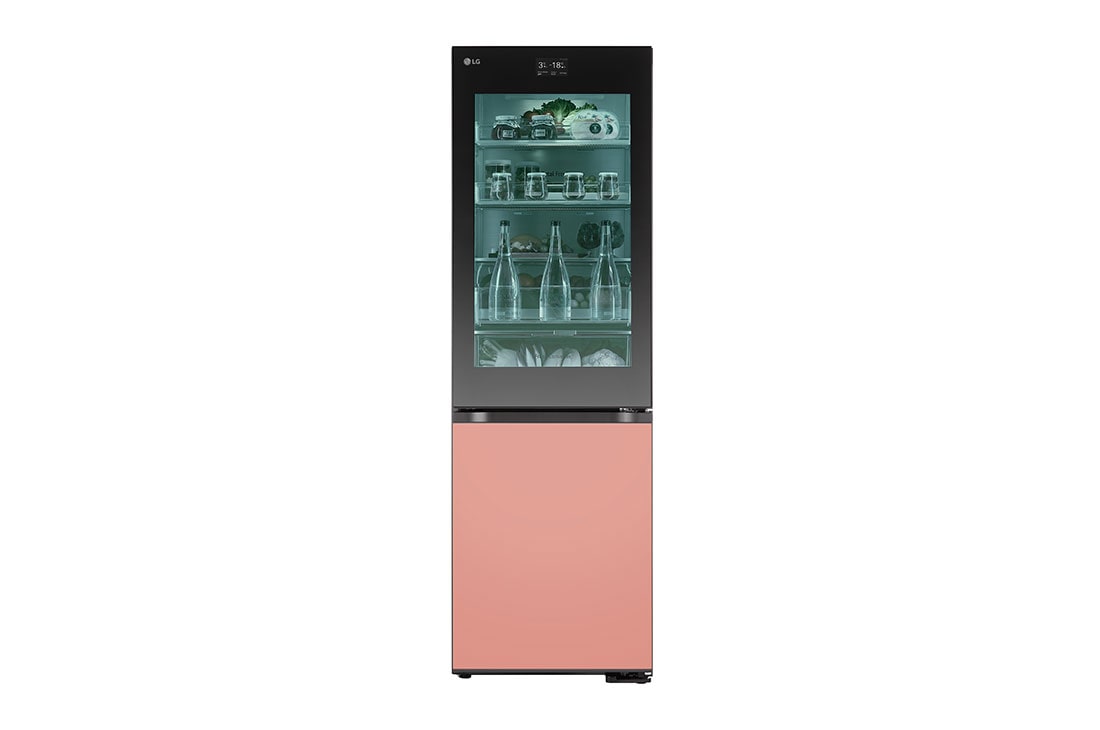 LG 186M 352L Kølefryseskab(Essence Black) - Energiklasse D, MoodUP™, InstaView™, Nature Fresh, Door Cooling+™ Smart Diagnosis™ med Wi-Fi, M-VB_Mood-Up_GC-V459QGWD_Front_On_LED_Food, GBG719MDNN