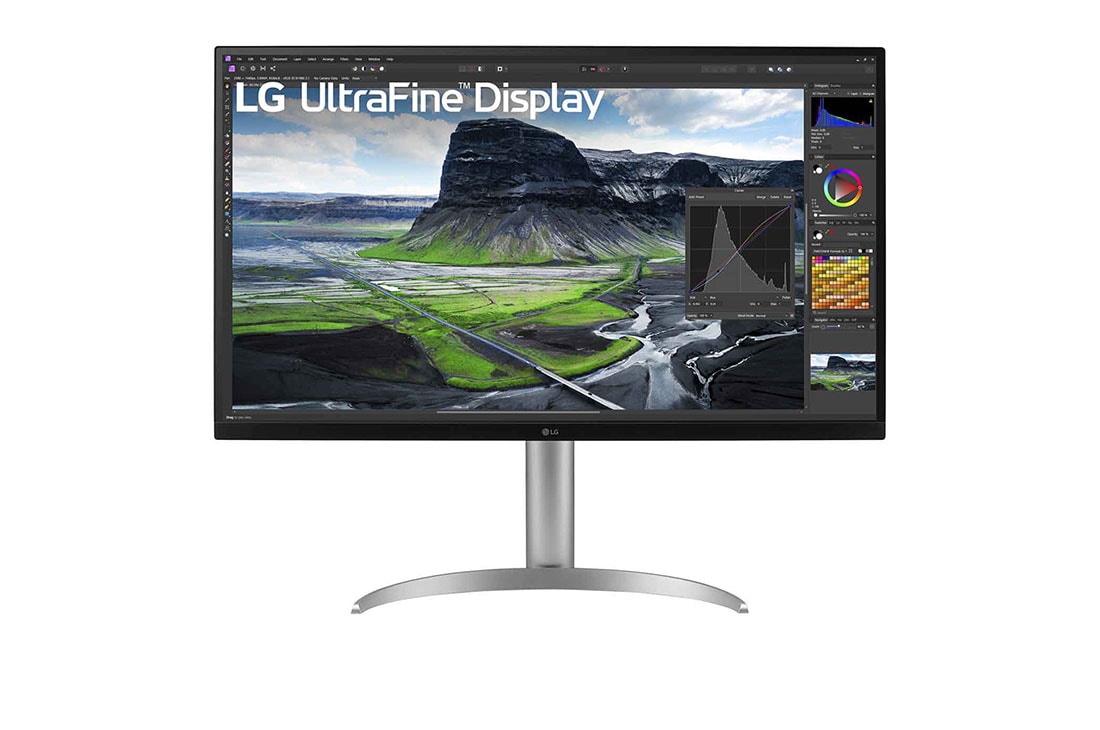 LG 32'' UHD 4K IPS-skærm med kontrastforhold på 2000:1, vist forfra, 32UQ850V-W