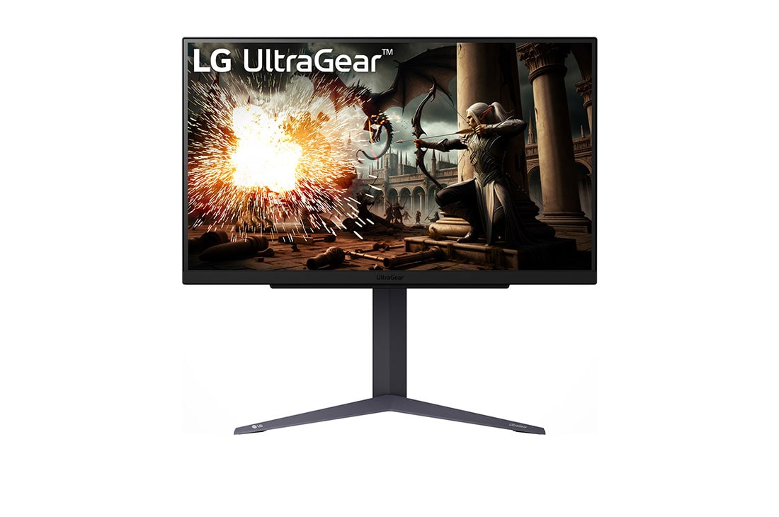 LG 27'' UltraGear™ QHD IPS 180 Hz (O/C 200 Hz) gaming-skærm | 1ms (GtG), HDR10, vist forfra, 27GS75Q-B