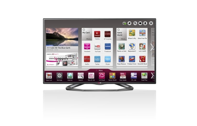 LG 55'' SMART TV med baggrundsbelyst LED-skærm, 0,9 GHz dual core-processor og 1,25 GB RAM. Cinema3D, Wi-Fi og DLNA. Titaniumfinish., 55LA620V