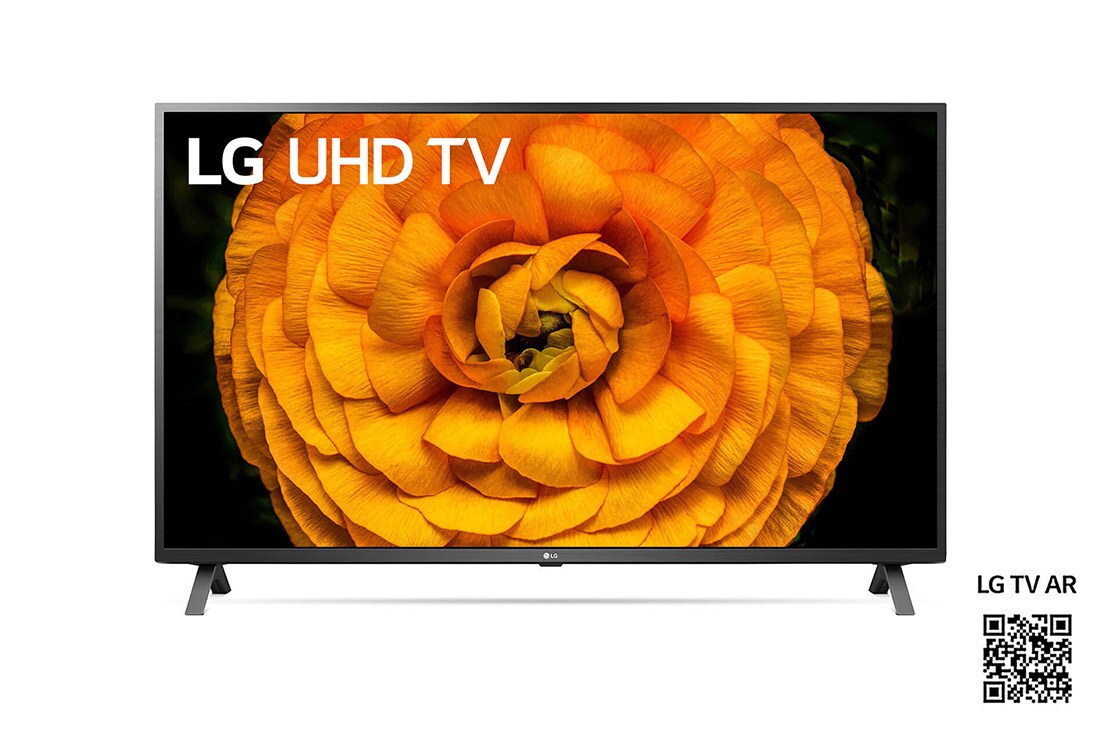 LG UN85 65 inch 4K Smart UHD TV, set forfra med indlejret billede, 65UN85006LA