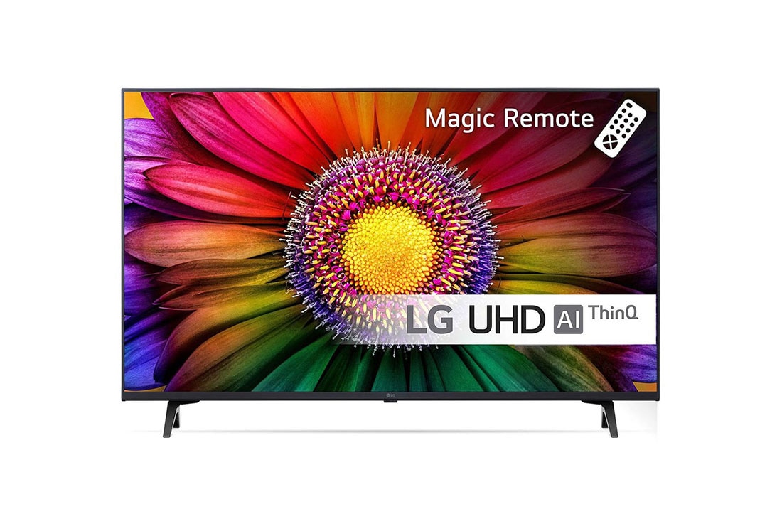 LG 43'' UHD UR80 - 4K TV (2023), LG UHD TV vist forfra, 43UR80006LJ