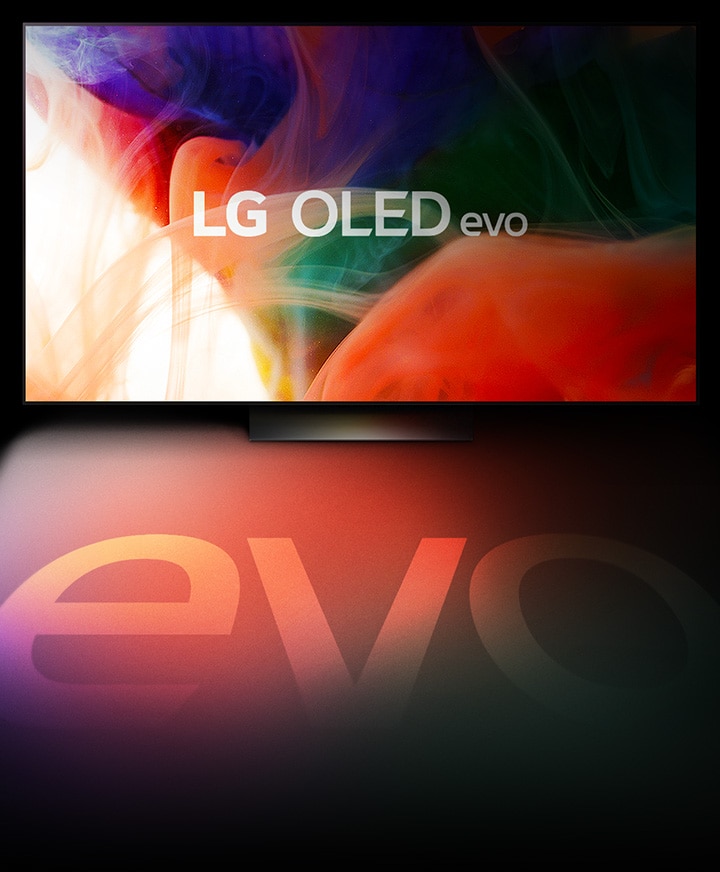 Et farverigt, abstrakt billede vises på et LG OLED evo-tv