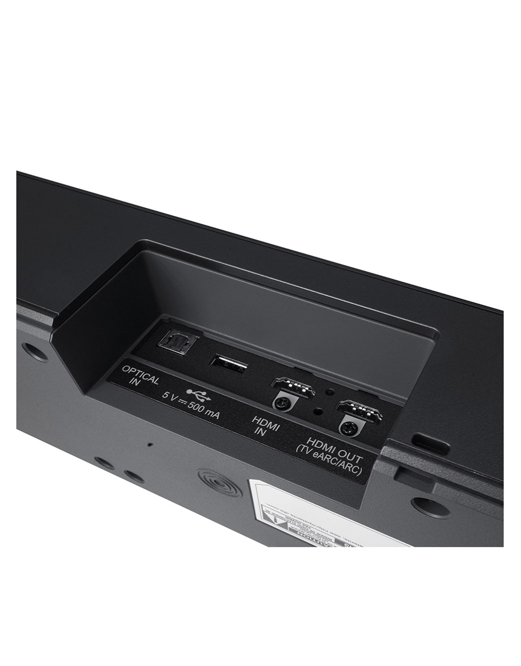 LG Barre de son 3.1.2 | 380W | Dolby Atmos | DTS:X | eARC | Hi-Res Audio, Gros plan sur la vue arrière (gros plan sur la borne de raccordement), S75Q