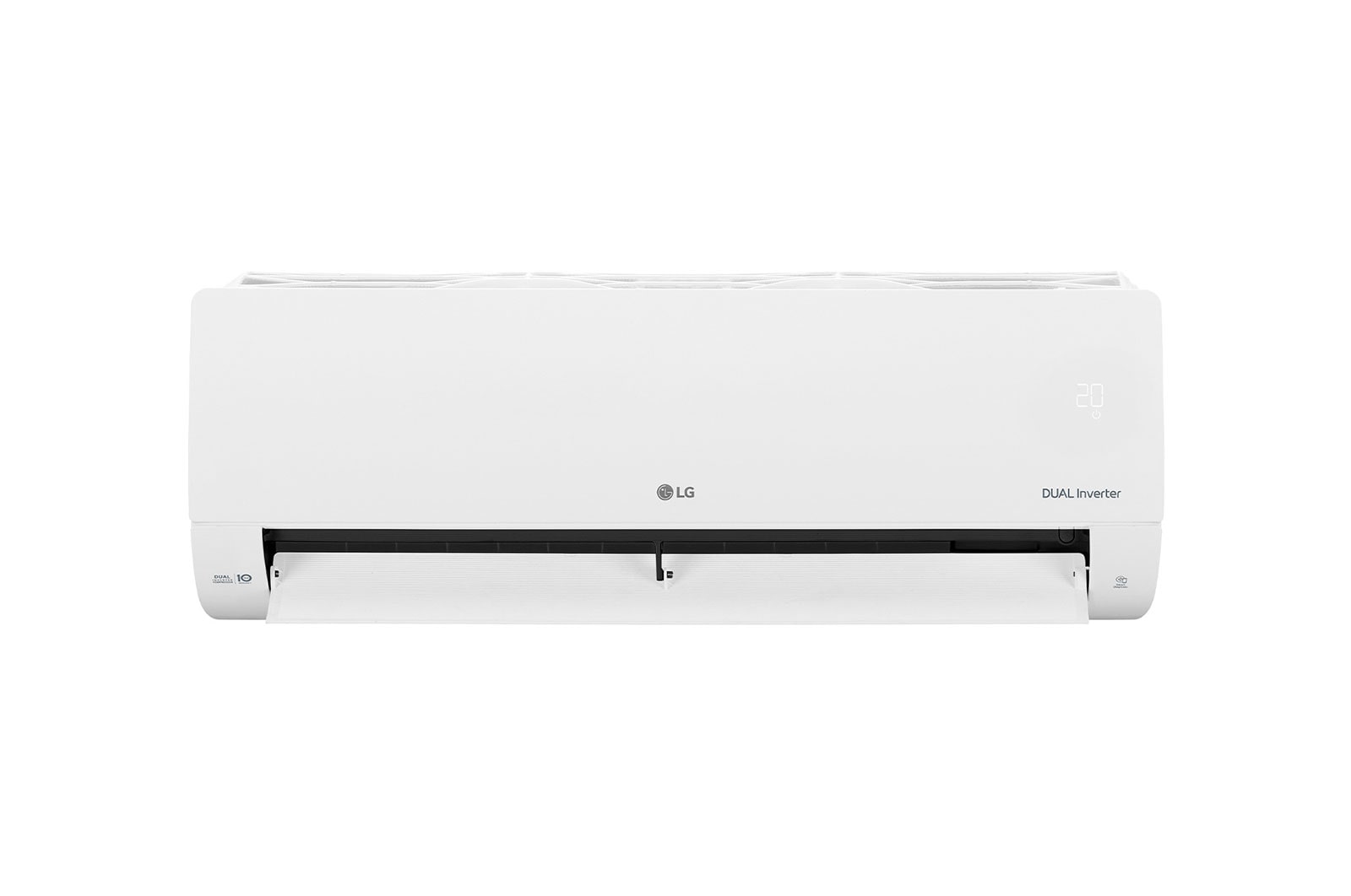 LG DUAL COOL | T3 | DUAL Inverter Compressor™ | 12 K BTU/h | Economie d’énergie | Refroidissement rapide | Wifi | Nettoyage automatique |  Silencieux, LG WIN12ALG Front View Open 60 degree, DUAL12AT3