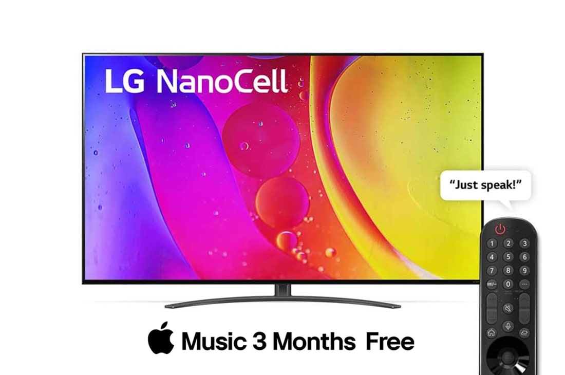 LG 4K NanoCell Smart TV 65 inch Series 84, Nano Color, a5 Gen5 4K Processor, Local Dimming, HDR10 Pro, HGiG, Une vue avant du téléviseur LG NanoCell, 65NANO846QA