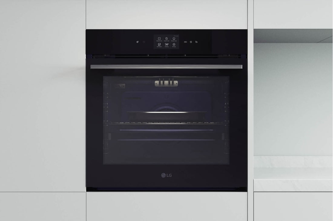 LG InstaView Oven | 76 Litres | InstaView™ | EasyClean™ | LG ThinQ™ |Black, front view, WSED7667M