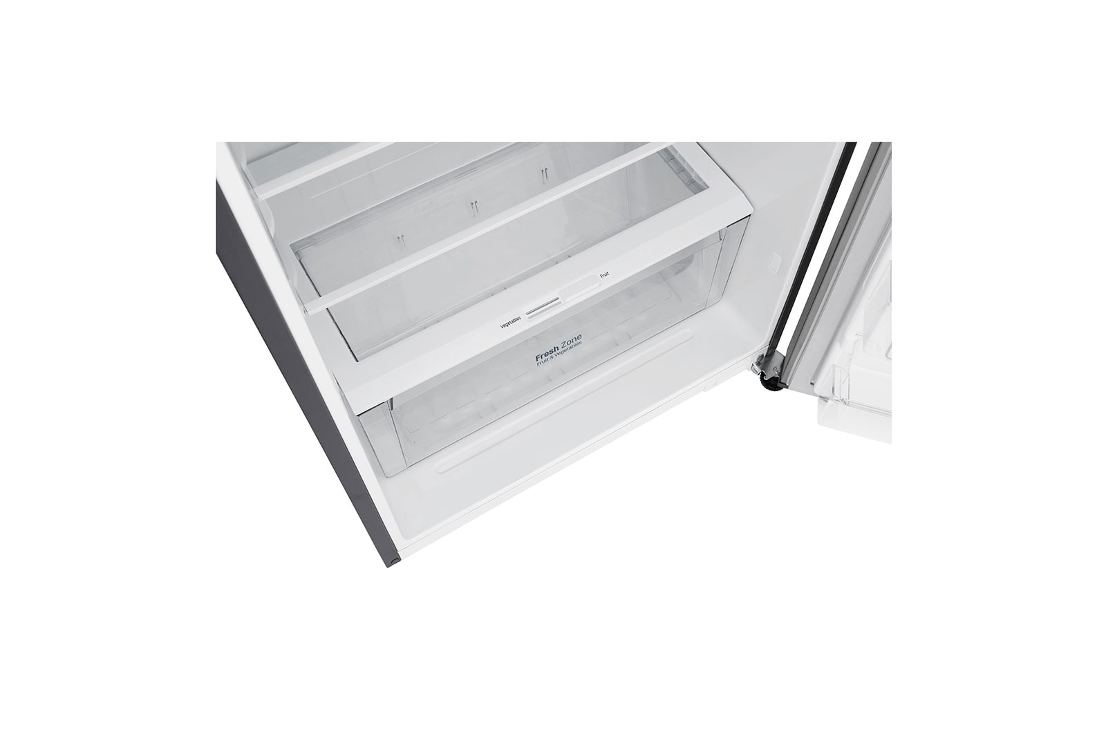 LG 438(L) | Top Freezer Refrigerator | Smart Inverter Compressor | Water Dispenser | NatureFRESH™ | LinearCooling™, Drawer view without food, GL-T652HLCM