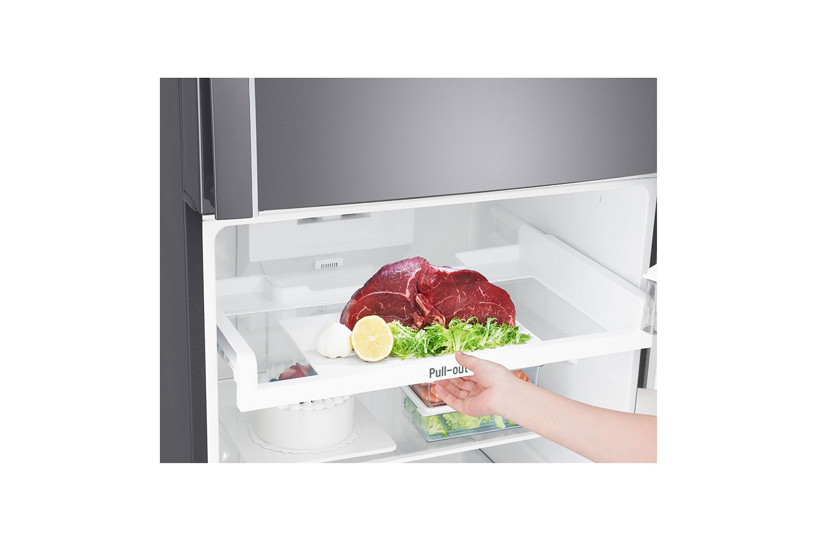 LG 438(L) | Top Freezer Refrigerator | Smart Inverter Compressor | Water Dispenser | NatureFRESH™ | LinearCooling™, detail view, GL-T652HLCM