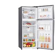 LG 438(L) | Top Freezer Refrigerator | Smart Inverter Compressor | Water Dispenser | NatureFRESH™ | LinearCooling™, left view with food, GL-T652HLCM, thumbnail 17