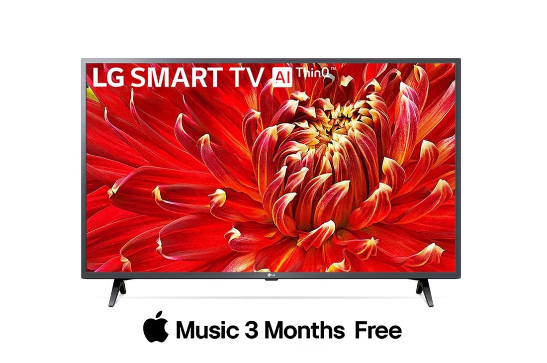 LG LED | 43 Inch Smart TV | LM6370 Series| Full HD | Sleek & Slim Design | Active HDR | WebOS | ThinQ, front view with infill image, 43LM6370PVA