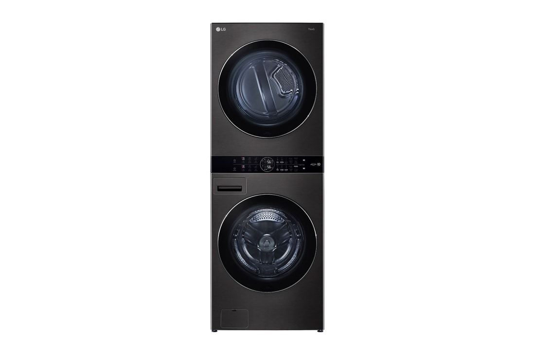 LG Torre de lavado WashTower™ con AI DD™ 25kg (Lavado)/ 22kg (Secado a Gas) ThinQ™, Negro, front view, WK25BS6