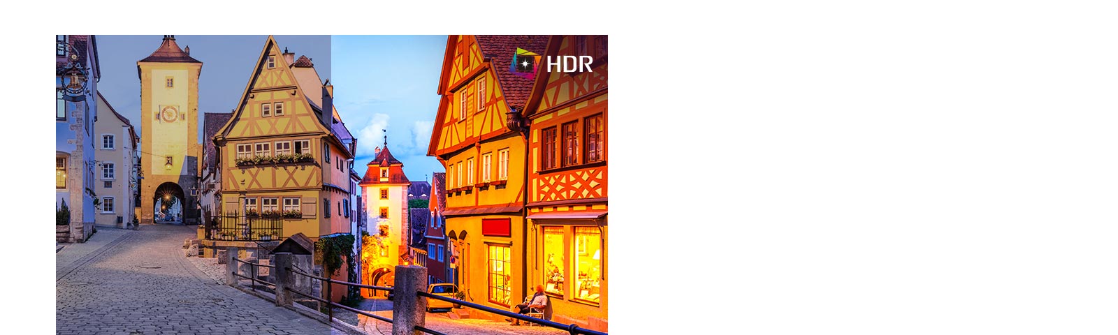 HDR technology is now applied to various content. This monitor is compatible with HDR10 (high dynamic range), supporting specific levels of color and brightness that enables viewers to enjoy the dramatic colors of the content.