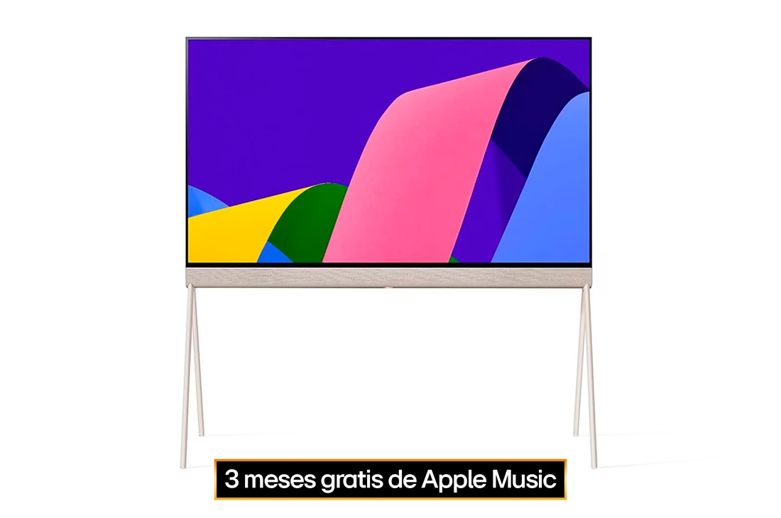 LG OLED | Objet Collection Posé con webOS y AI ThinQ, Posé vista de frente con ilustraciones abstractas y coloridas en la pantalla., 55LX1QPSA